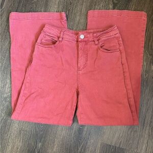 entro Coral Pink Wide-Leg Cropped Jeans